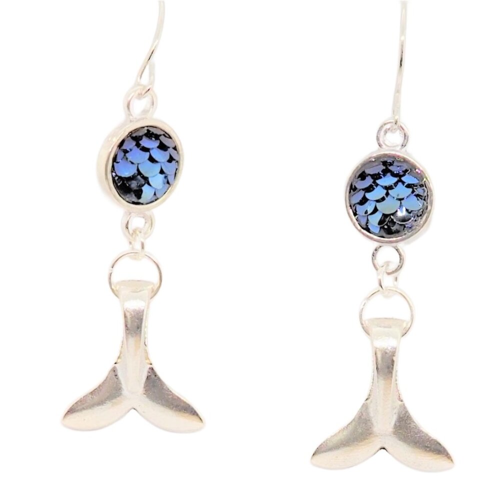 Black Mermaid Tail Earrings